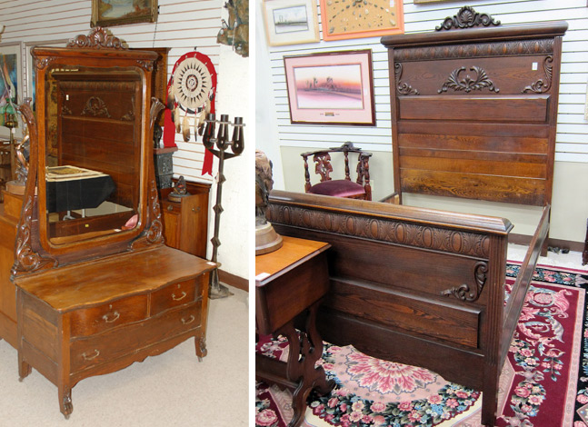 TWO-PIECE LATE VICTORIAN OAK BEDROOM