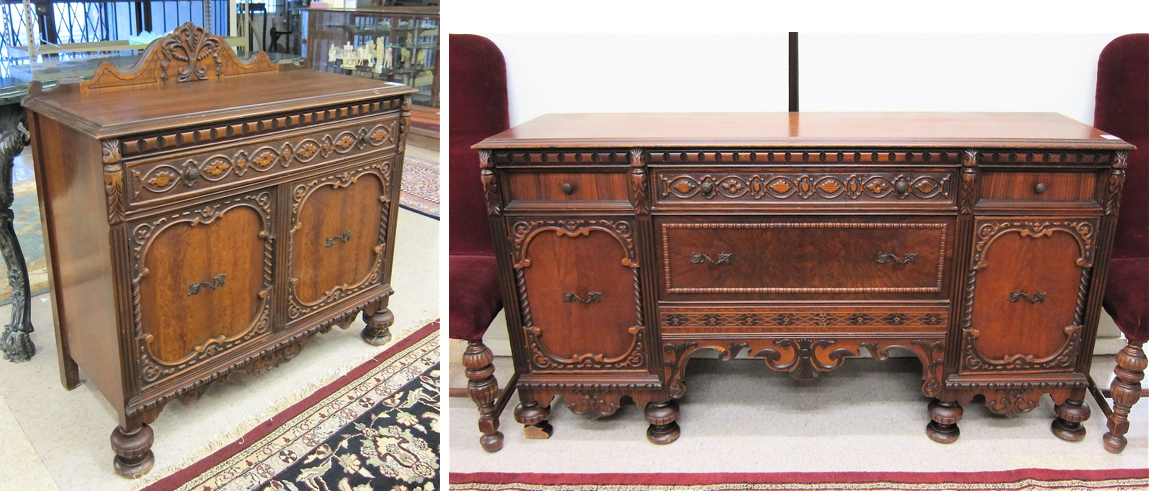CARVED WALNUT SIDEBOARD AND MATCHING 16dee7