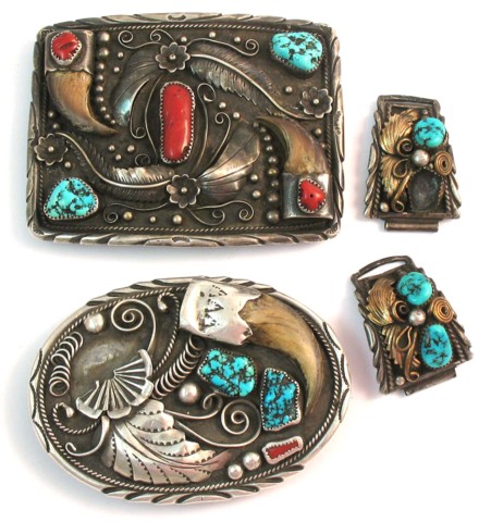 COLLECTION OF FOUR NAVAJO/ZUNI BELT