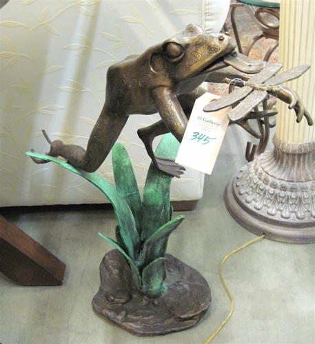 PATINATED BRONZE FROG FOUNTAIN SCULPTURE