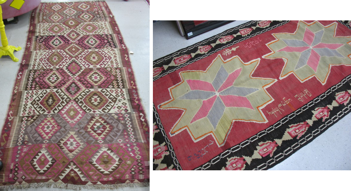 TWO HAND WOVEN FLATWEAVE RUGS Turkish 16df63