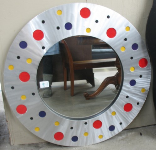 TWO ROUND MODERN WALL MIRRORS Fishels 16df5c