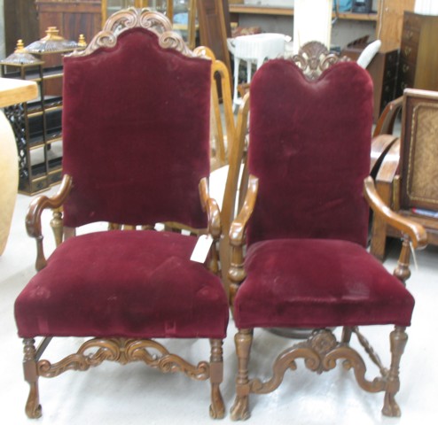 TWO SIMILAR BAROQUE STYLE ARMCHAIRS