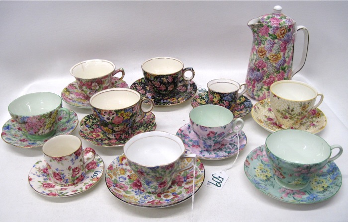 COLLECTION PORCELAIN CHINTZ TEACUPS 16dfed