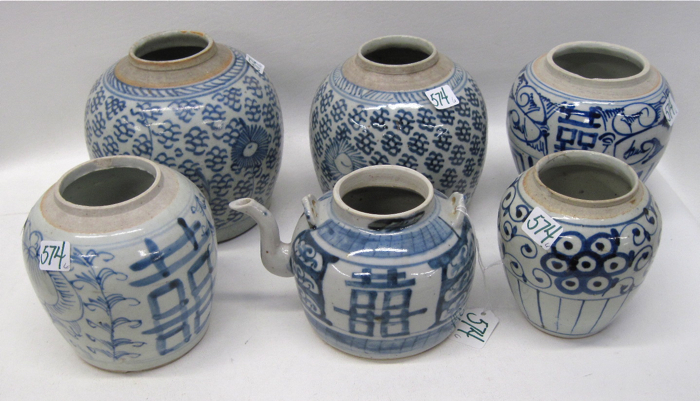 SIX PIECES BLUE AND WHITE CHINESE