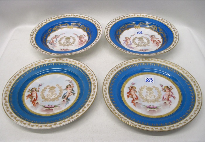 SET OF FOUR SEVRES PORCELAIN PLATES