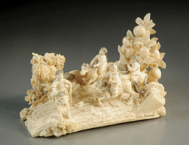 CHINESE IVORY CARVED FIGURAL LANDSCAPE  16e04a