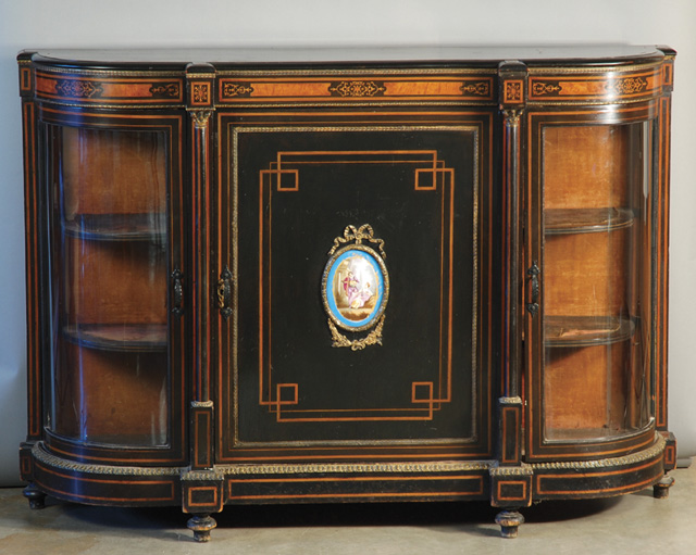 NAPOLEON III EBONIZED WOOD SIDE CABINET