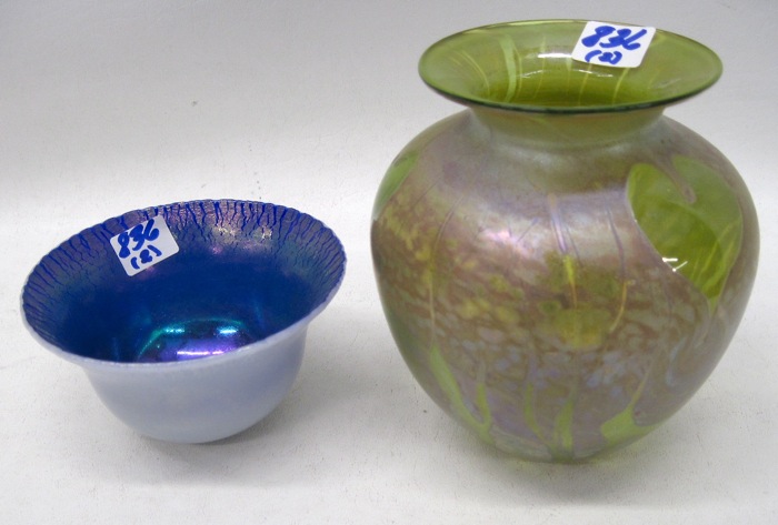 TWO ART GLASS BOWLS: the first