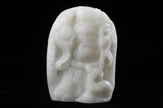 CHINESE WHITE JADE BOULDER. Carved to