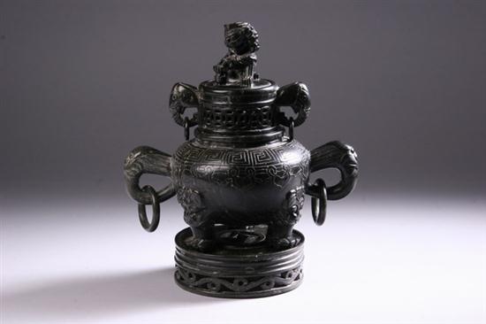 CHINESE SOAPSTONE TRIPOD CENSER  16e151