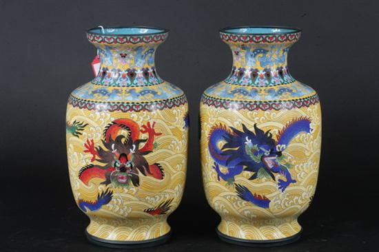 PAIR CHINESE CLOISONN? ENAMEL DRAGON