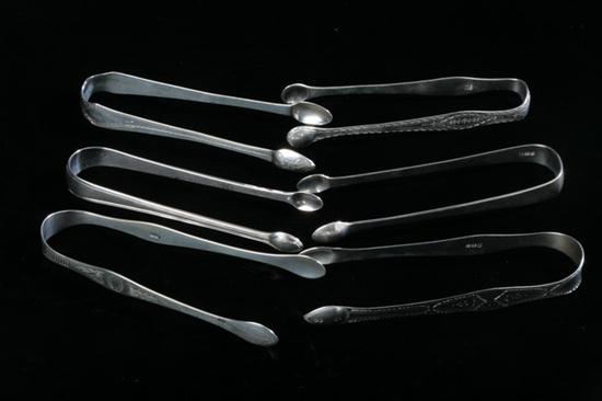 SIX GEORGE III SILVER SUGAR TONGS  16e18a