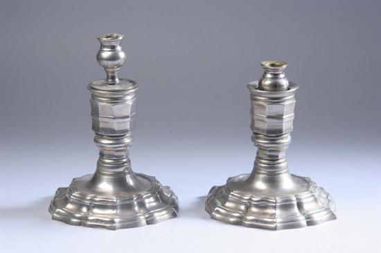 PAIR CONTINENTAL PEWTER CANDLESTICKS.