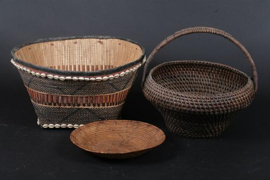 THREE BASKETS. Of various shapes. Including