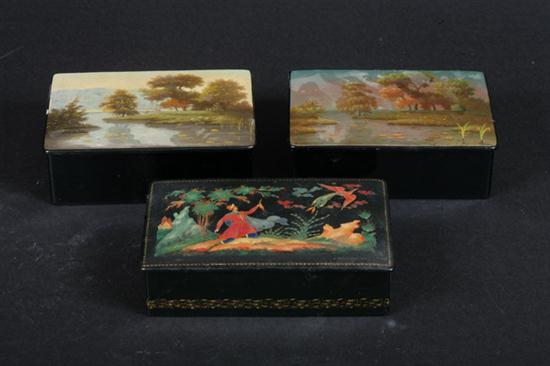 THREE RUSSIAN LACQUER BOXES. One