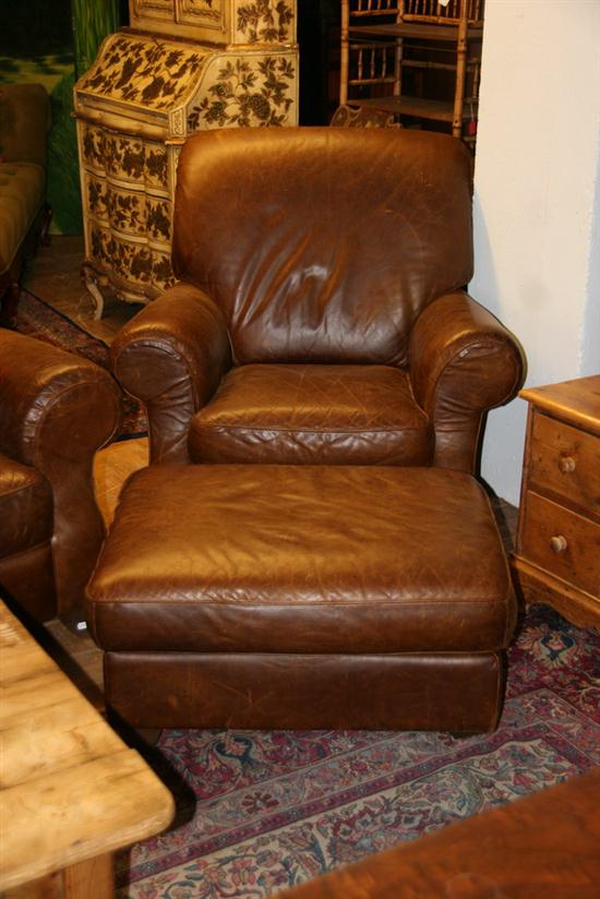 CONTEMPORARY BROWN LEATHER ARM 16e231