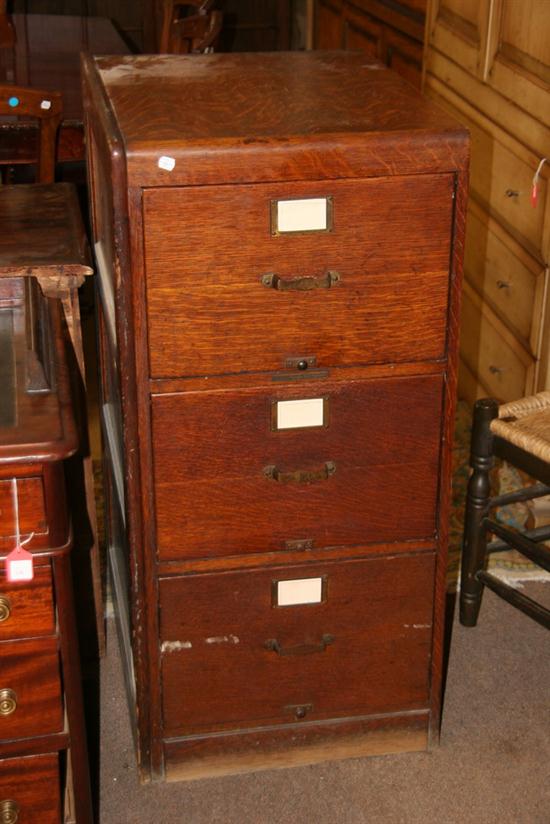 TWO GOLDEN OAK VENEERED FILING CABINETS