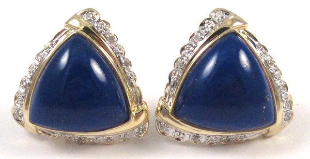 PAIR OF LAPIS LAZULI EARRINGS each 16e281