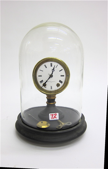 CANDLESTICK CLOCK UNDER GLASS DOME 16e2a0