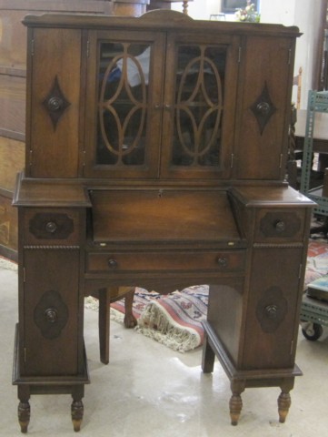 WALNUT SECRETARY BOOKCASE Empire 16e299