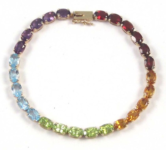 COLOR GEMSTONE AND YELLOW GOLD BRACELET