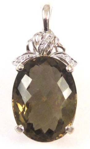 LEMON QUARTZ AND DIAMOND PENDANT 16e33b