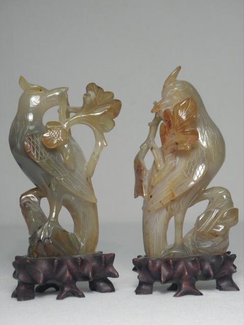 Two Chinese carved Agate Phoenix 16bce9