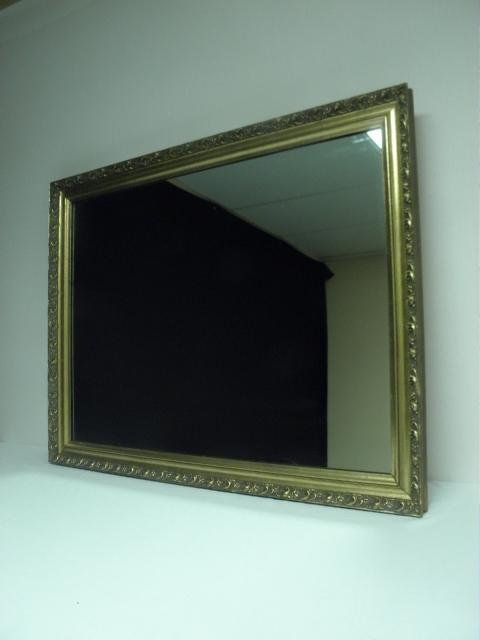 Large gilt frame wall mirror. Condition: