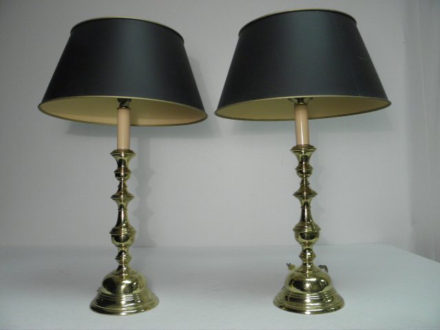 Pair of engraved brass baluster