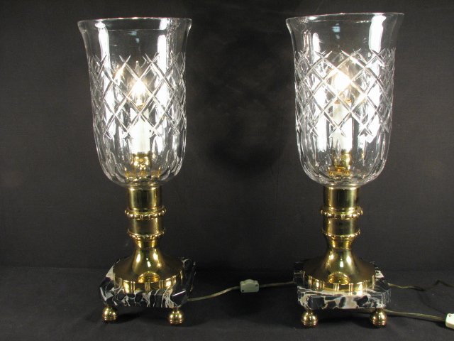 Pair of Waterford style cut crystal