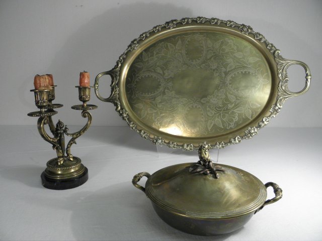 Lot of three gilt brass tablewares  16c023
