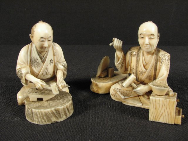 Two Japanese carved ivory Okimono  16c03c
