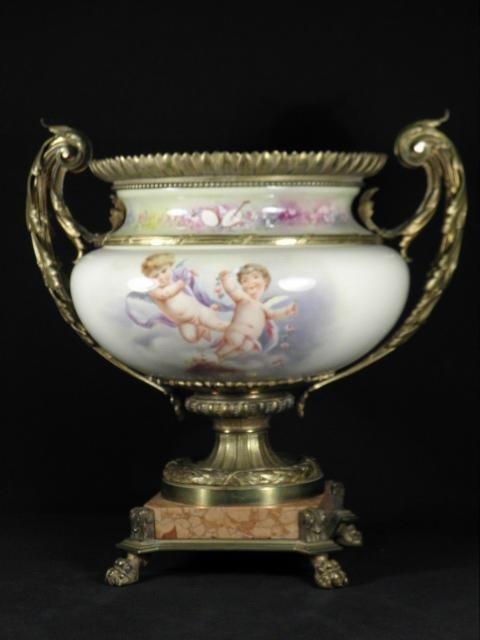 Bronze mounted hand painted porcelain 16c045