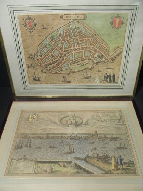 Two early Dutch hand colored map 16c079