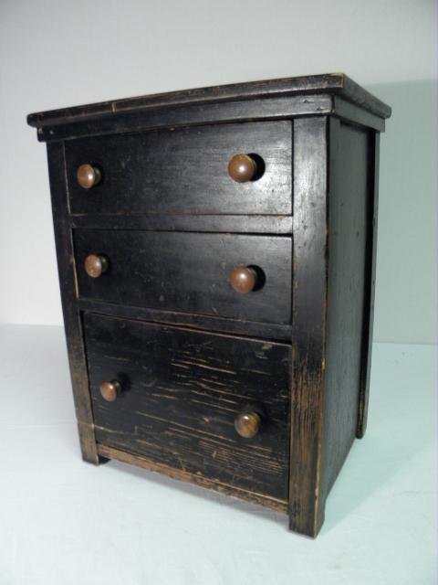 19th century ebonized wood three-drawer