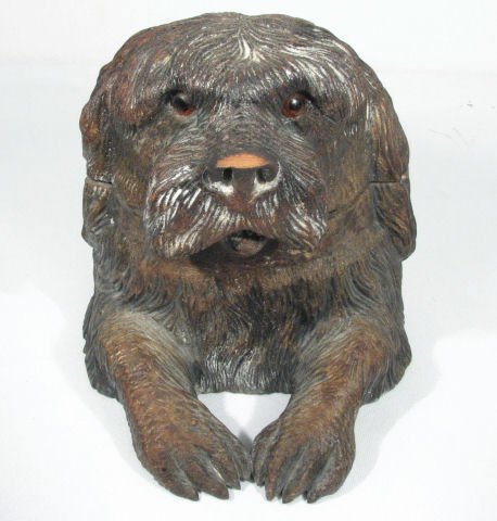 Black forest carved Walnut dog-form