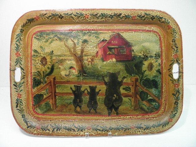 A 19th century hand painted toleware