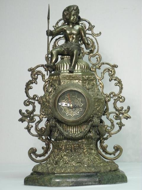 French ormolu brass figural mantle clock.