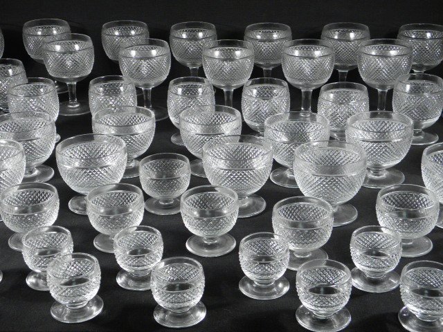 A group of pressed and cut glass