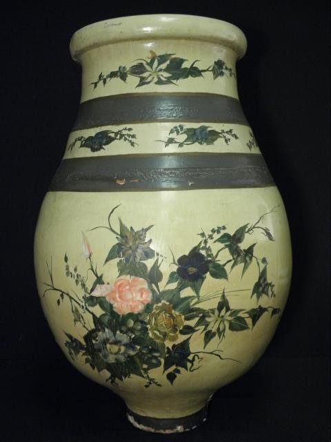 Large Turkish floral painted pottery