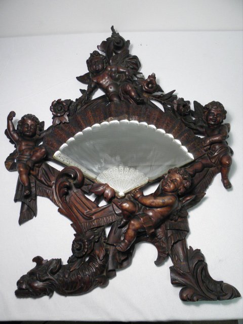 Rococo style carved walnut mirror  16c17b