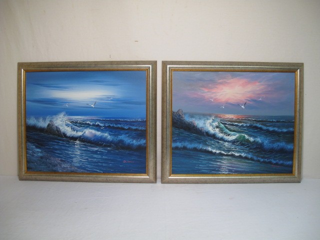 Lot of two framed and signed oil