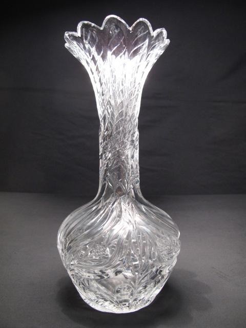 Hawkes Gravic cut glass vase. Signed