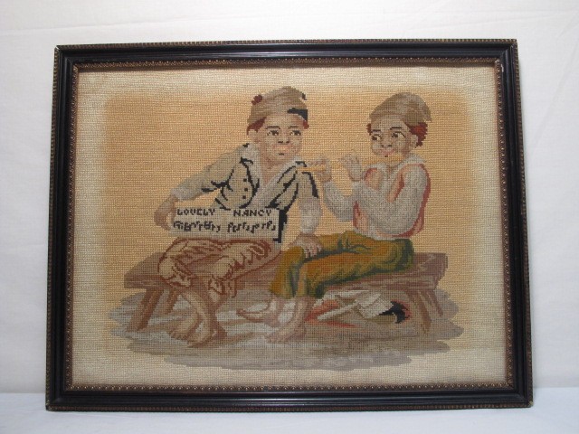 19th century needlepoint signed 16c314