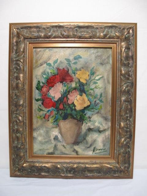 Floral still life oil on board 16c315