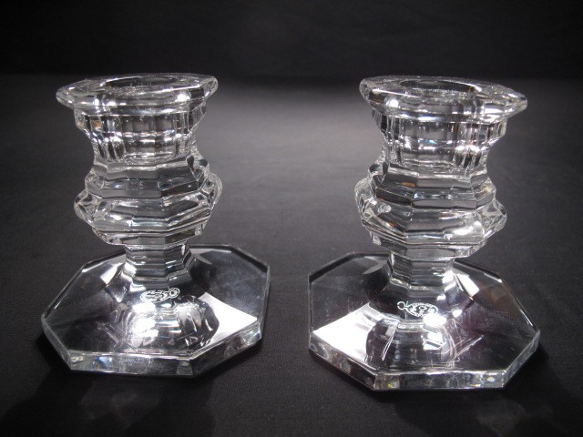 Pair Baccarat low crystal candlesticks  16c32d