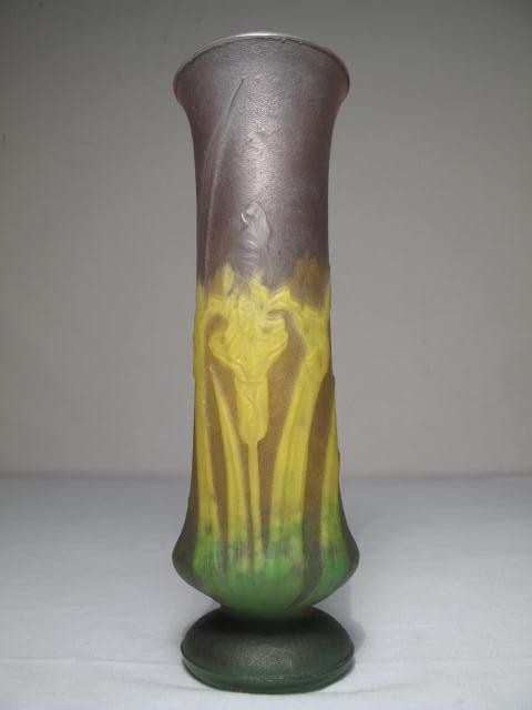 Daum Nancy art glass vase. Acid wash