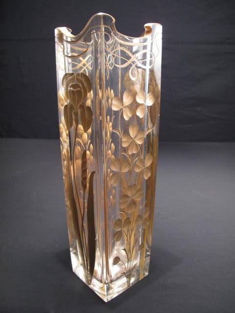 Moser engraved Art Nouveau vase