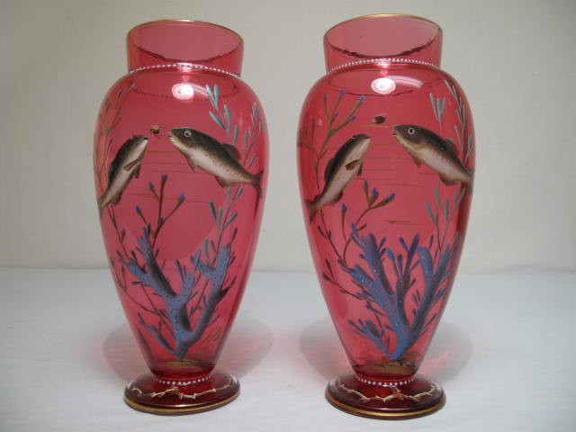 A matched pair of Moser enameled 16c452